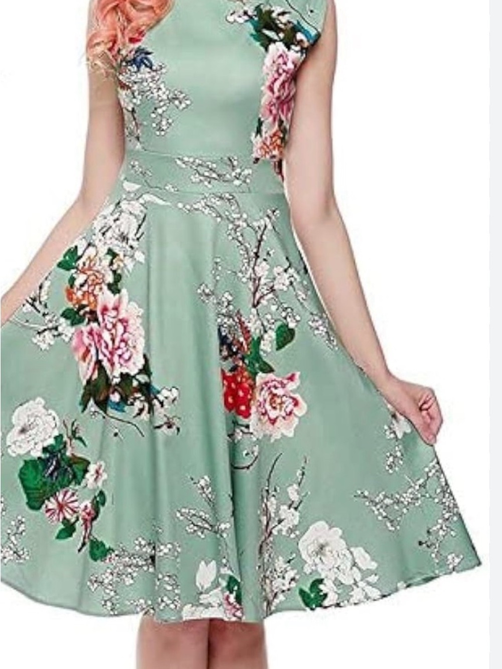 Grace Karin Mint Green Floral Sleeveless Fit & Flare Dress